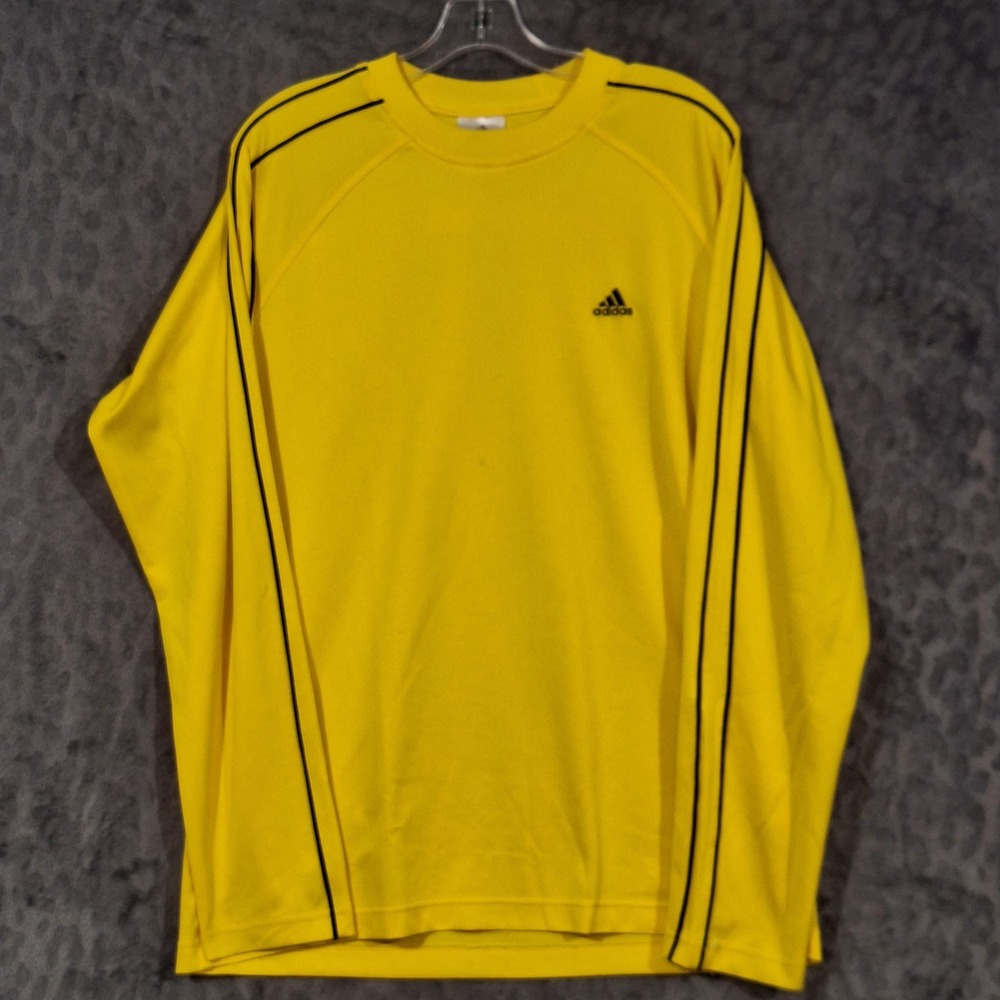 Adidas Climalite Long Sleeve Training Shirt Yellow Black Piping 412255 Mens M